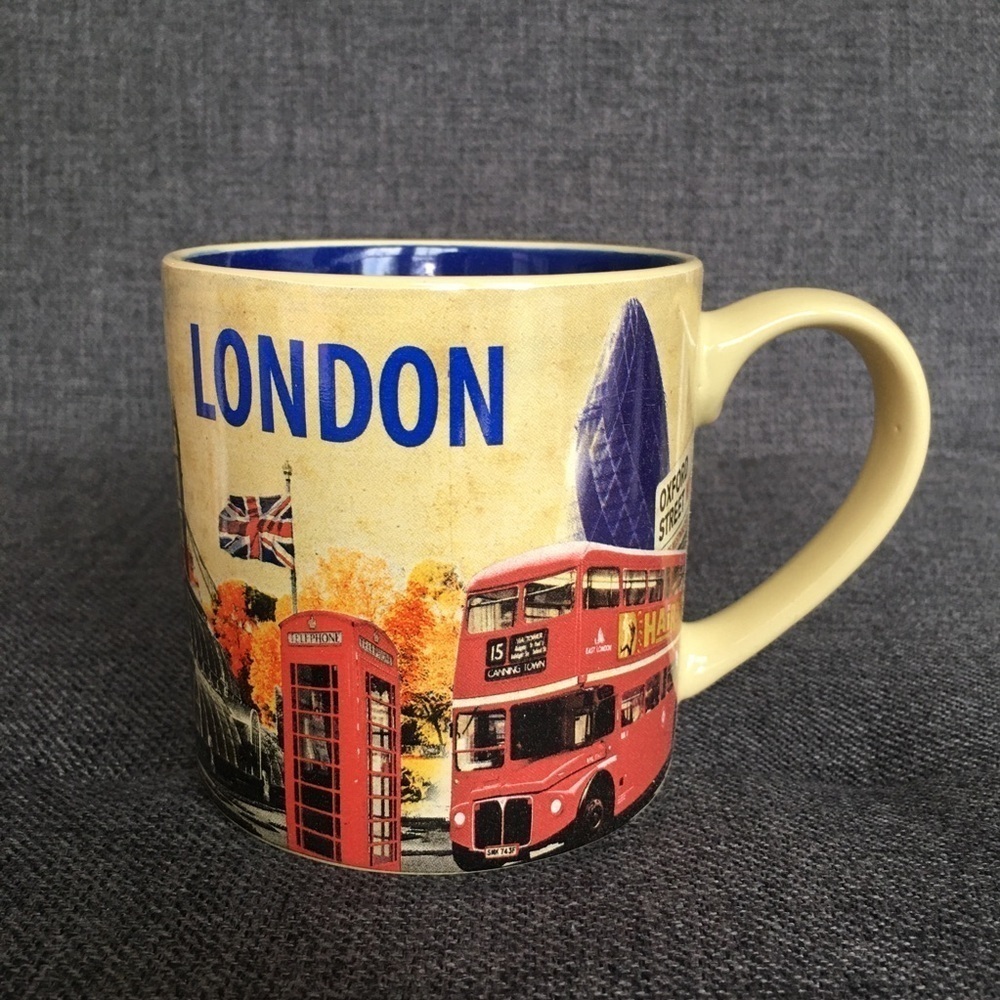 LONDON Travel Sights Coffee, Tea Mug, Yellow, Blue, 15 oz - Picture 3 of 14